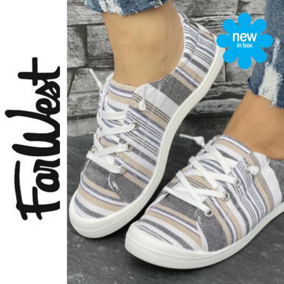 NIB 🦋 Striped FarWest Sneakers | Size: 7 - Picture 1 of 16
